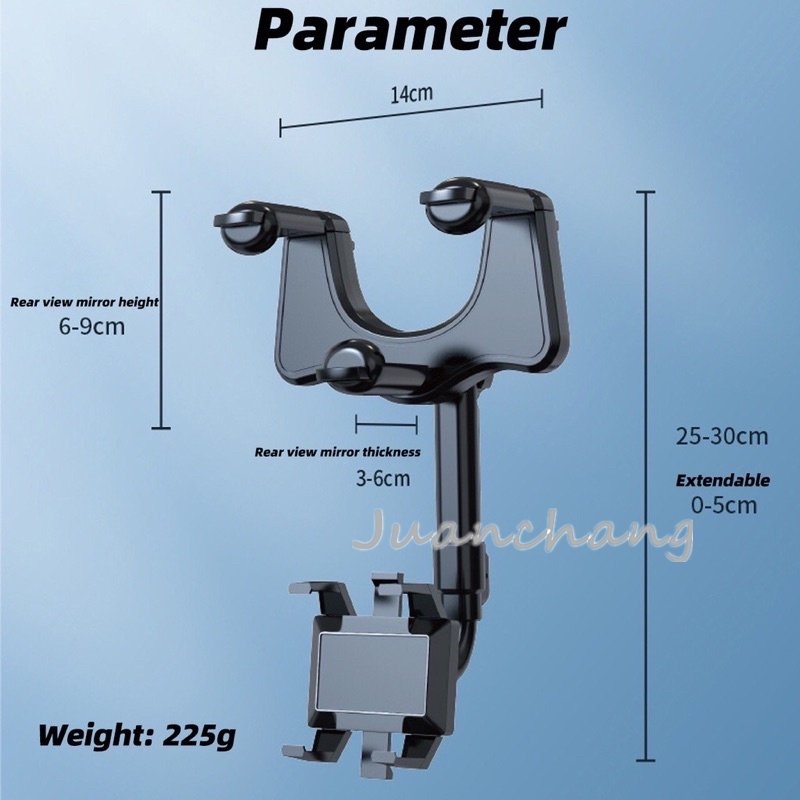 Braket Stand Holder Smartphone Mount Kaca Spion Tengah Mobil Adjustable Bisa Dilipat