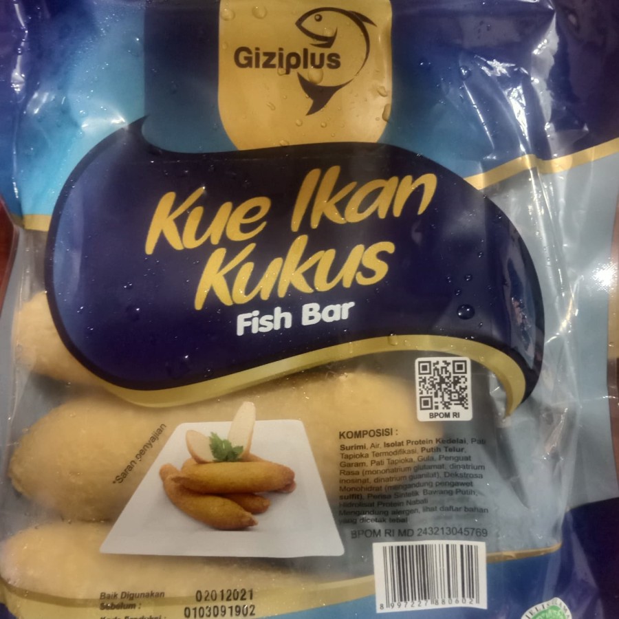 GIZIPLUS FISH BAR 500 GR ISI 5 / KUE IKAN KUKUS/ OTAK OTAK SINGAPORE