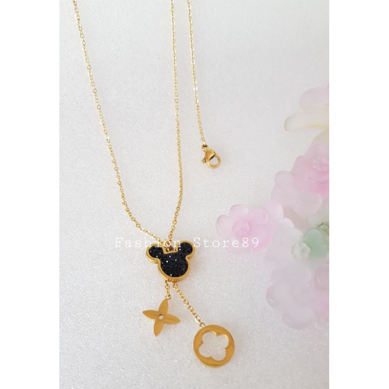 New Kalung Mickey titanium Rosegold Antikarat Selamanya kalung bestseller import bestquality