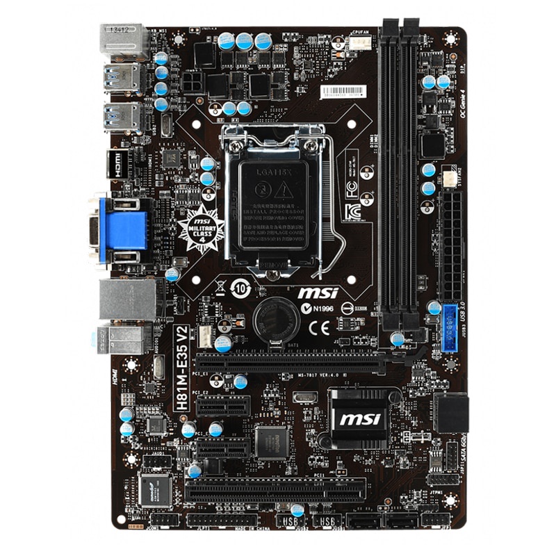PREORDER MSI H81M-E35 V2 Motherboard 1150 Motherboard DDR3 Intel H81 Support Xeon E3-1226 v3 Core i7