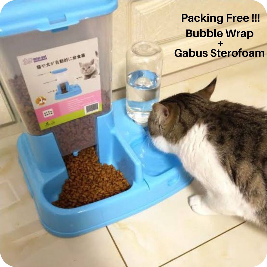 MierrPet Home Tempat Makan Anjing atau Kucing Automatic Pet Food Dispenser - Blue / Tempat Makan Kucing / Tempat Makan Anjing / Dispenser Kucing / Dispenser Makanan Kucing / Mangkuk Kucing