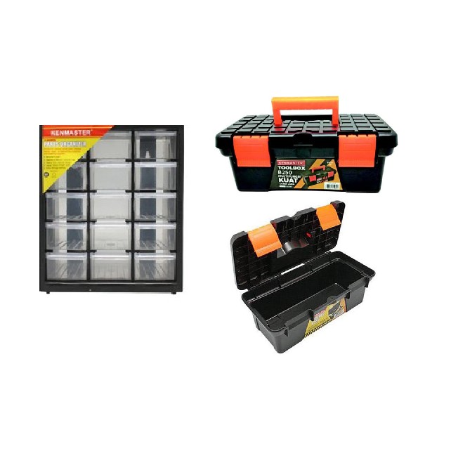 PAKET KENMASTER Rak Komponen Rak drawer 15 Susun PLUS Tool Box Mini B250 Toolbox Kenmaster