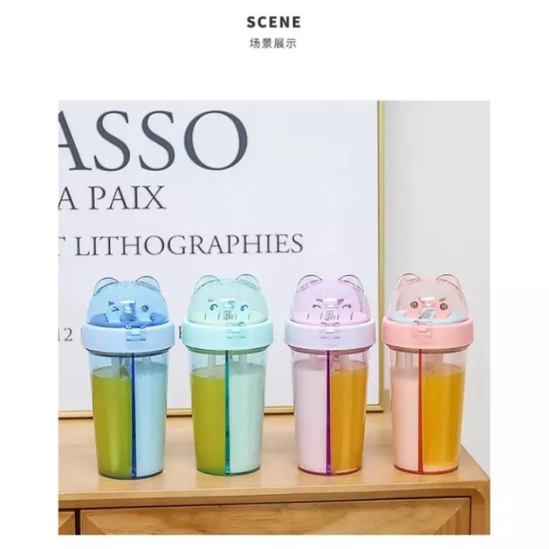 BOTOl mINUM/tempat minum duet anak 2in1+stiker couple bottle 420ml kado unik-5