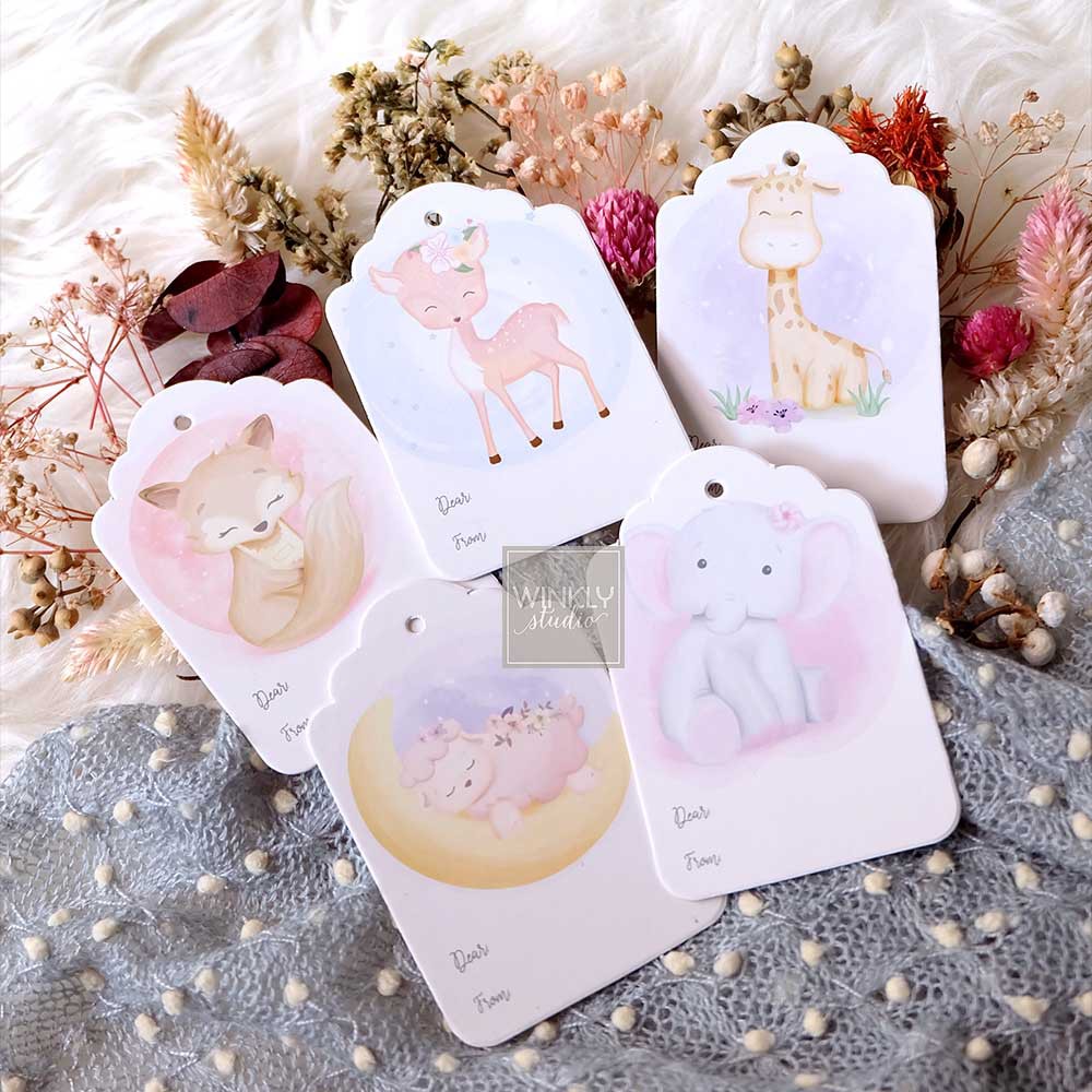 25pcs Hang Tag Blank Hangtag Card Mini Kartu Ucapan ThankYou ANIMAL