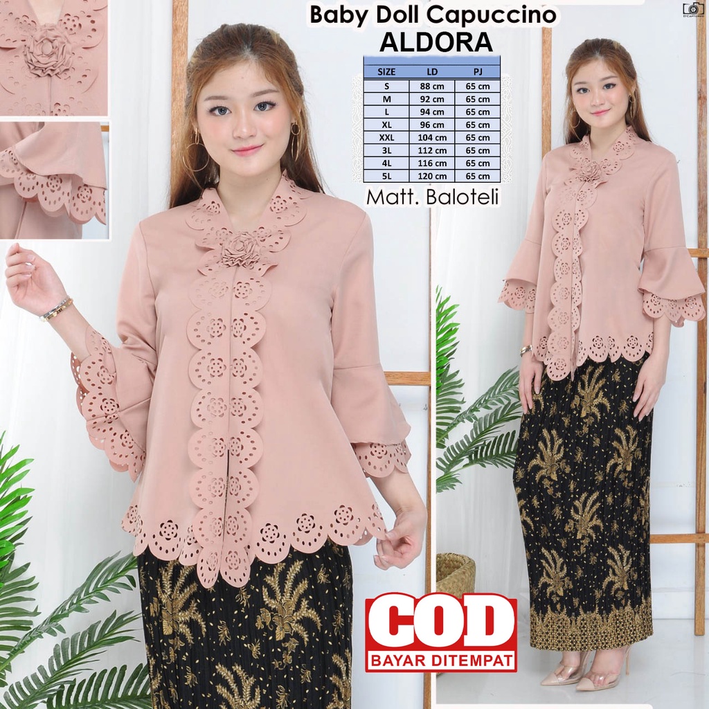 Atasan Kebaya Encim Modern Coklat / Kebaya Wisuda Elegan / Kebaya Moderen jumbo / Kebaya Acara Nikahan / Kebaya Acara Pesta Tunangan Aldora