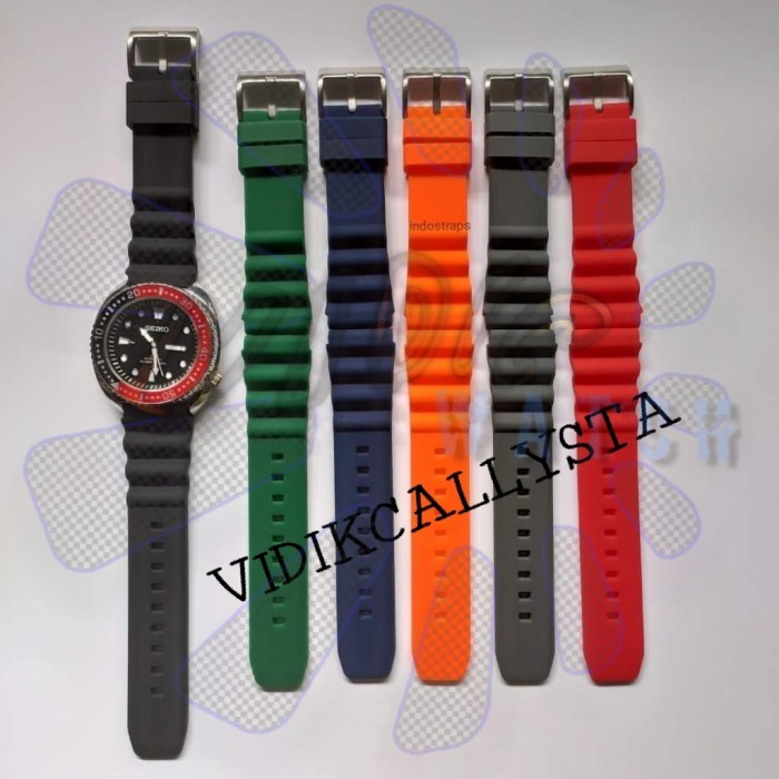 Tali karet jam tangan Silicone 20mm 22mm Rubber Strap Waterproof 20 22