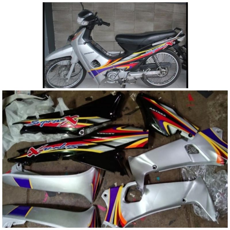 body full set halus dan kasar supra x lama hitam silver
