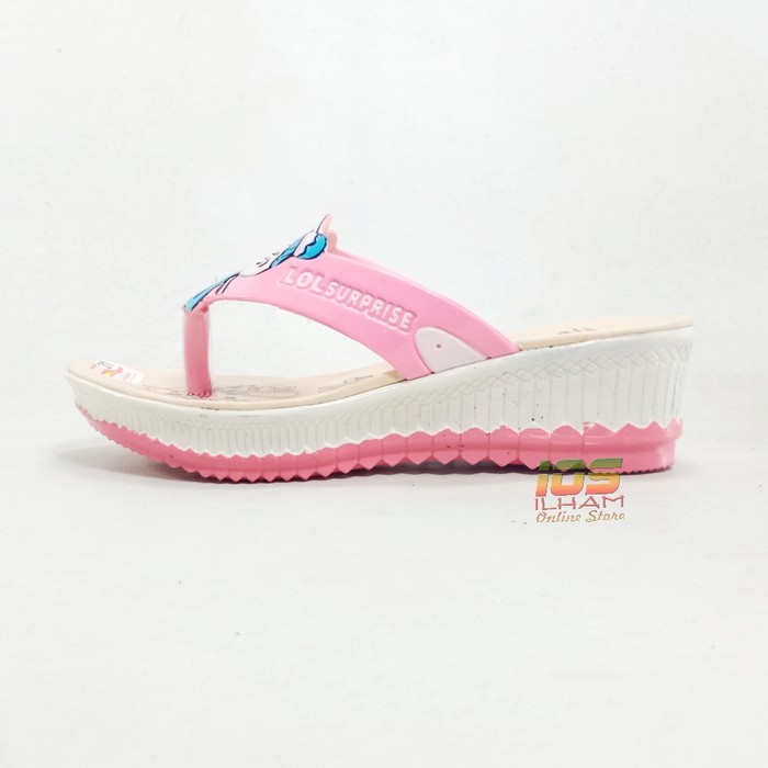 Sandal Jepit Anak Sabyan JP12 Motif LOL Hak 4cm Size 26-35 Pink