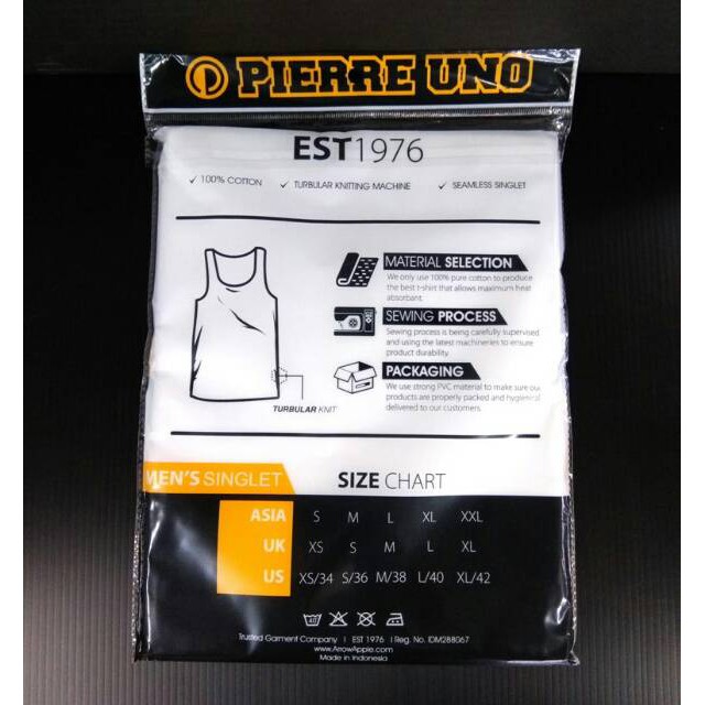 Kaos Singlet Pria PIERRE UNO PU-S01 PPutih Isi 1Pcs