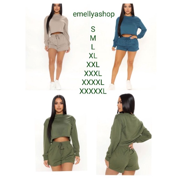 SET SWEATER CROP + CELANA PENDEK