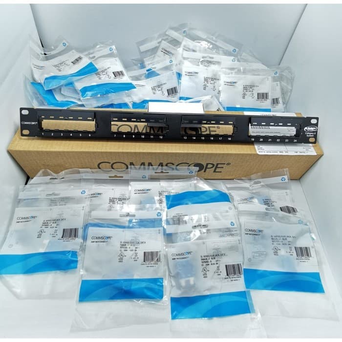 PatchPanel 24 Port Lengkap Modular Jack Cat6 AMP COMMSCOPE Rack Server