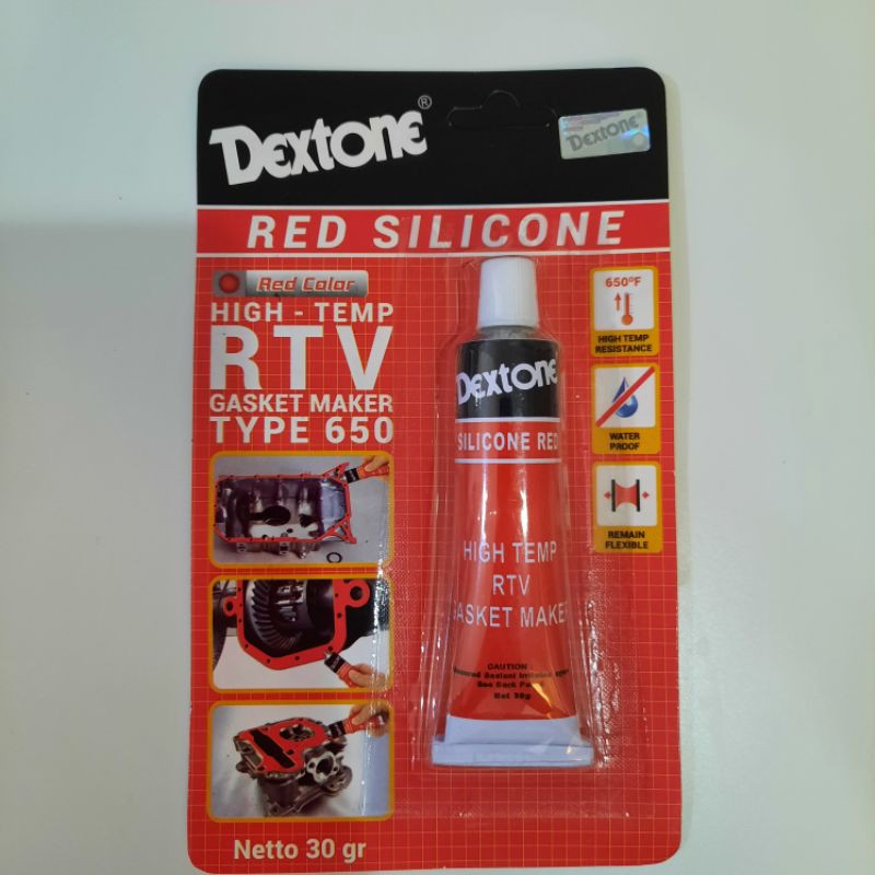 Lem Packing Gasket Mesin RTV Sealant Dextone Red Silicone Tahan Panas 30 gr