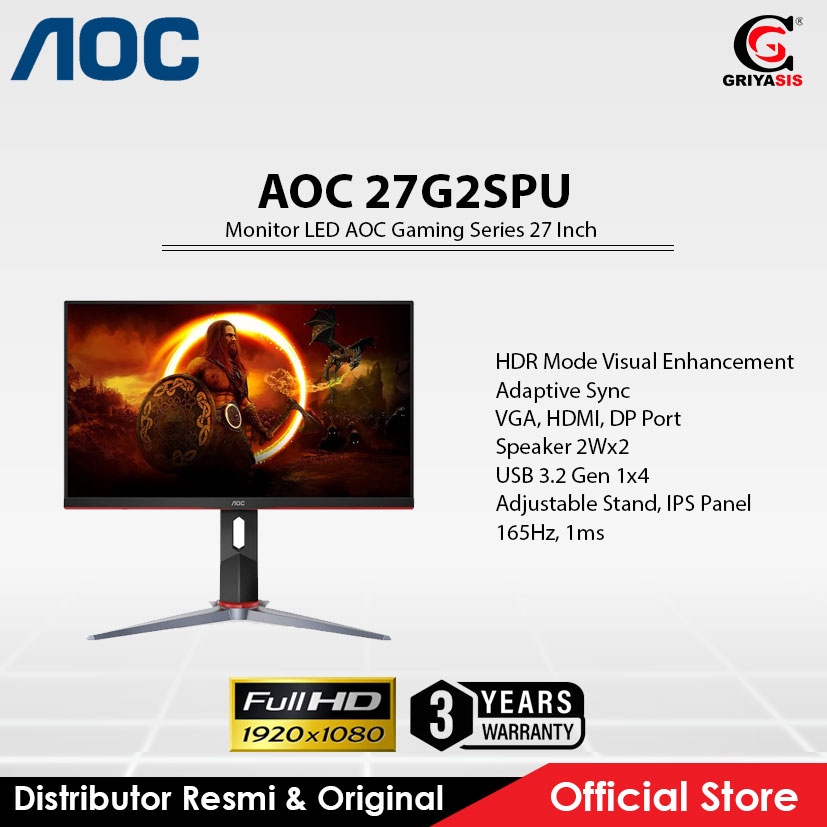 Monitor LED AOC Gaming Series 27 Inch 27G2SPU