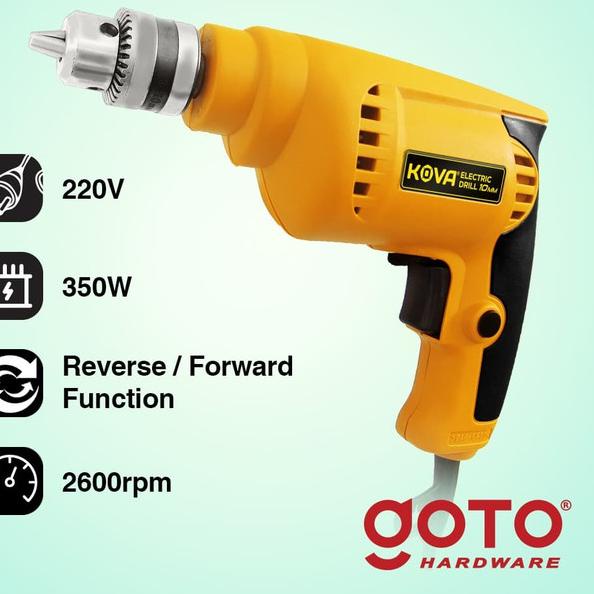 ☆ Kova Electric Drill Bor Tangan Listrik 10 mm Reversible ✰