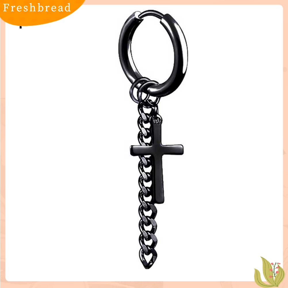 [TERLARIS]1Pc Fashion Men Tassel Chain Cross Charm Ear Clip Hoop Huggie Earring Jewelry