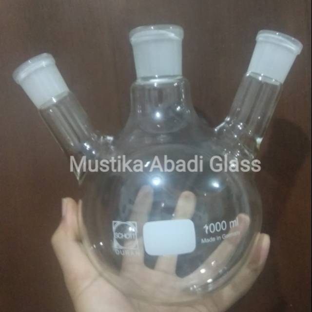 Boiling flask 5000ML - 5000 ML ,three neck 3 leher Duran (flat/round bottom)