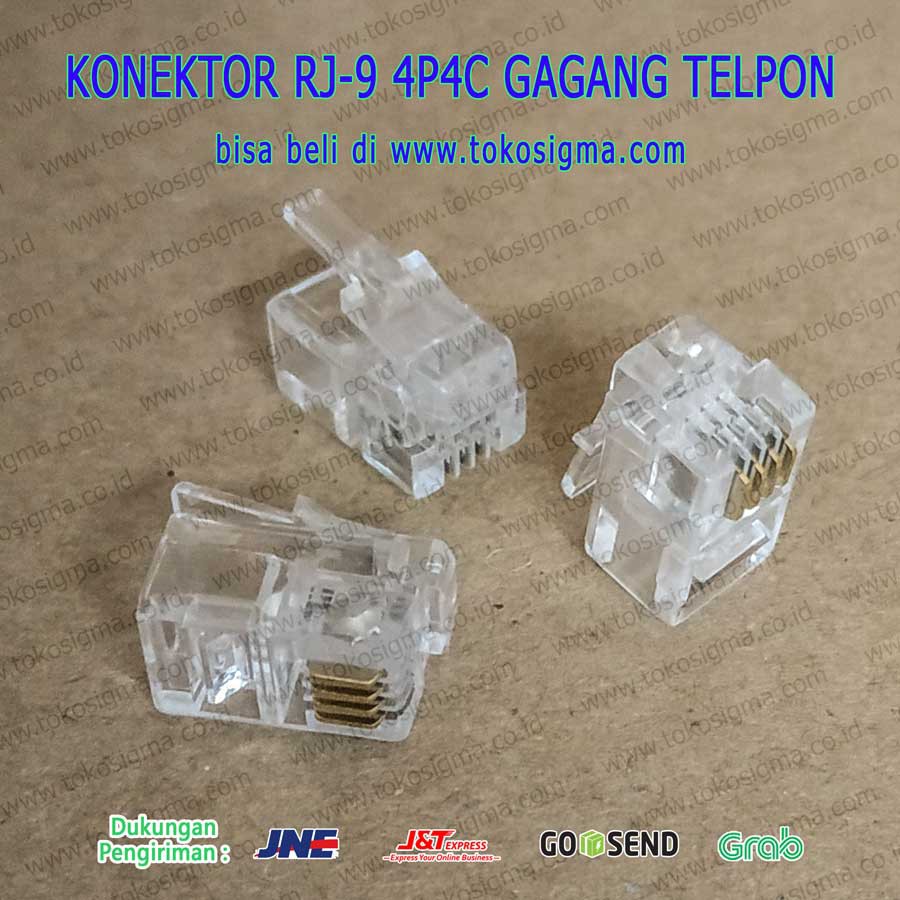 Konektor PLUG RJ-9 4P4C 4 Pin isi 20 pcs - RJ9 gagang telpon telp