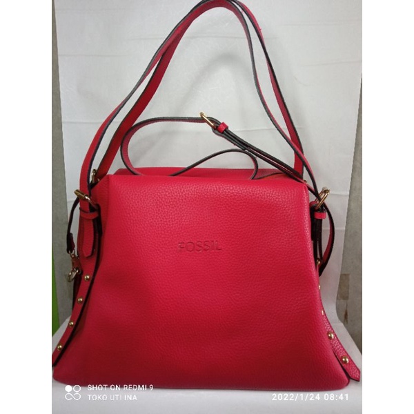 Preloved_Tas_Wanita_Warna_Merah_Mirror_FOSSIL