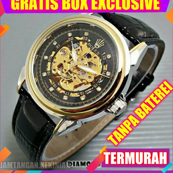 Jam Tangan Pria  ROLEX / Jam Tangan Murah / jam tangan cowok / Rolex Automatic Kulit Tanpa Baterai