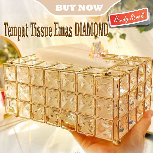 LUXURY Tempat kotak tisu Emas model DIAMOND Tissue Box metal base