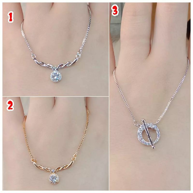 Kalung Titanium Wanita Anti Karat, Anti Alergi, MEWAH &amp; ELEGAN, Tahan Lama, Bahan Premium, Jamin 100% Kualitasnya, JAMIN REAL PIC, COD Gratis Ongkir, Liontin + Kalung Wanita, Pilih satu dari 3 variasi