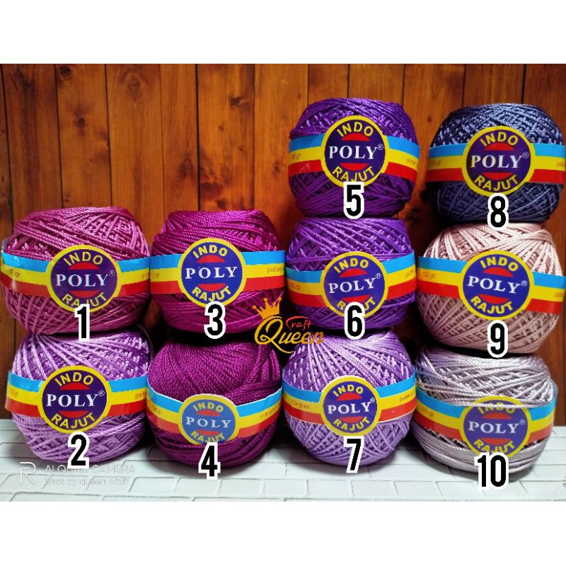 (NEW) Benang rajut POLY INDO KILAP varian ungu