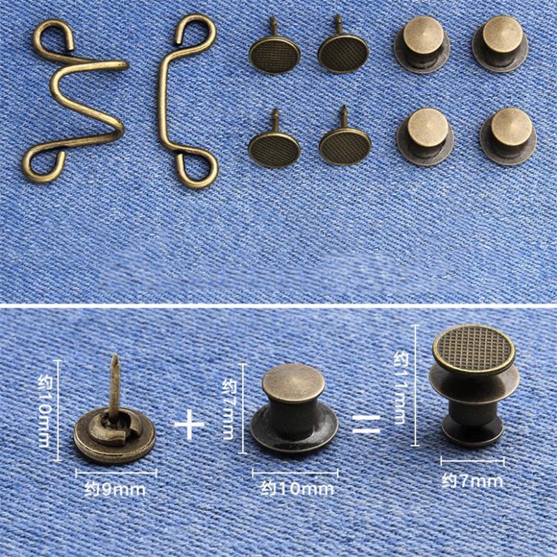 1Set DIY Invisible Universal Detachable No Needed Sewing Replacement Stretch Jeans Waist Extender Button Button