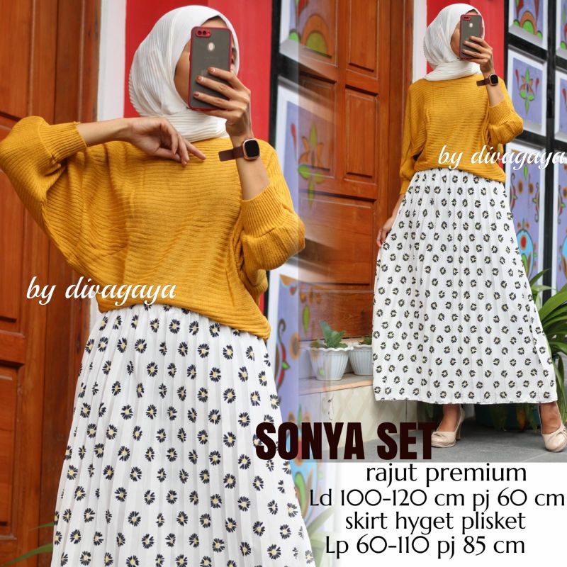 SONYA SET RAJUT BAWAHAN ROK PLISKET