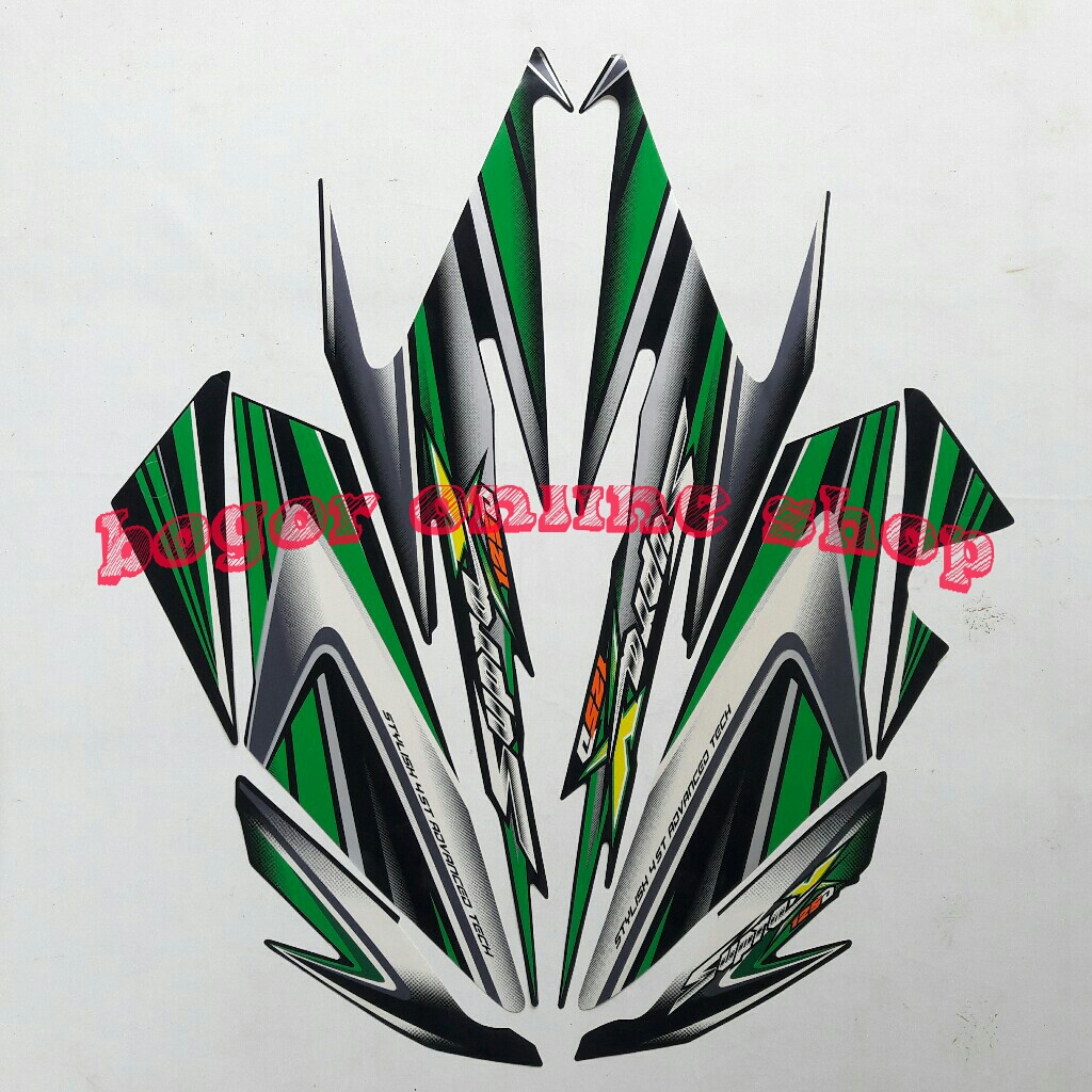 stiker motor supra x 125d 2006 full hitam-hijau