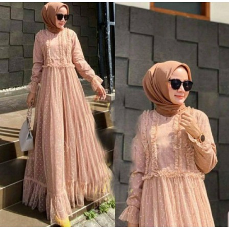 Baju Gamis Muslim Terbaru 2020 2021 Model Baju Pesta Wanita kekinian Bahan Velvet Kondangan remaja