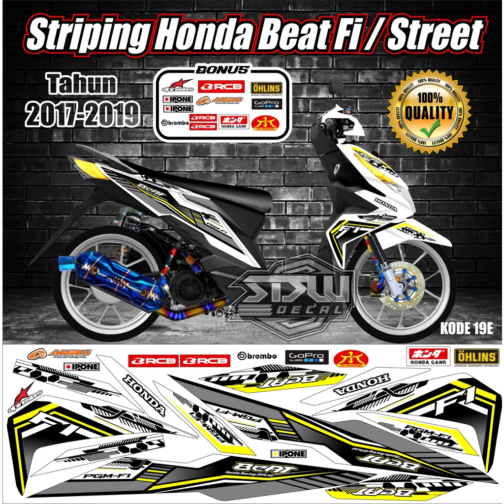 Striping Beat 2017-2019 Variasi Stiker Lis Motor Beat Kode 19