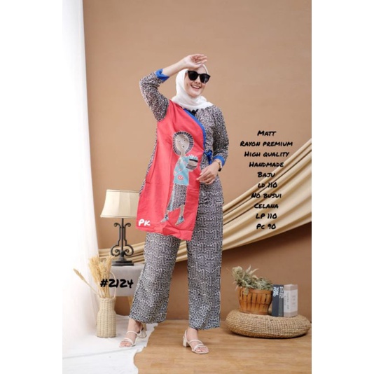 SETELAN WANITA ONE SET KIMONO TEJO JAMUAN/BU TEJO BAHAN RAYON HALUS