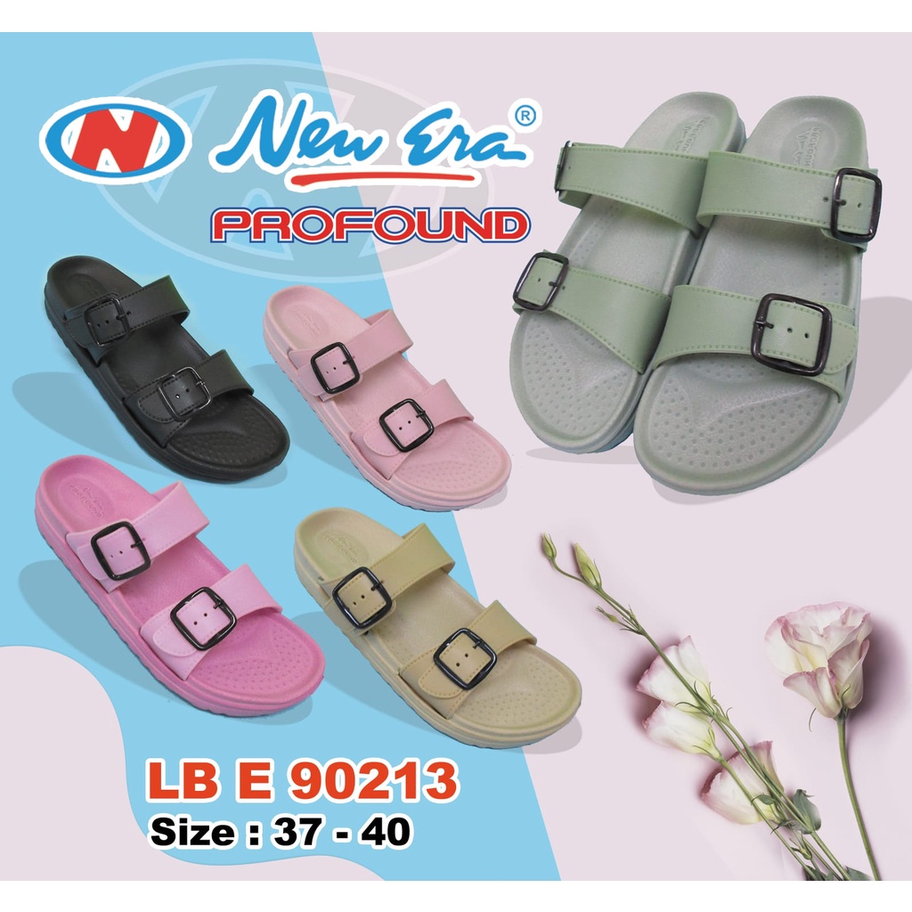 gos NEW ERA LB E 90213 &amp; LB E 90212 Sandal Karet Wanita Terbaru Sendal Karet Selop Ban Dua