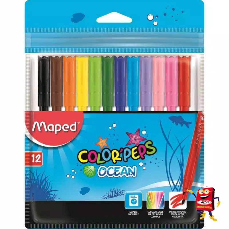 

MAPED COLOR'PEPS OCEAN 6 &12COLORS SPIDOL WTH ZIP BAG