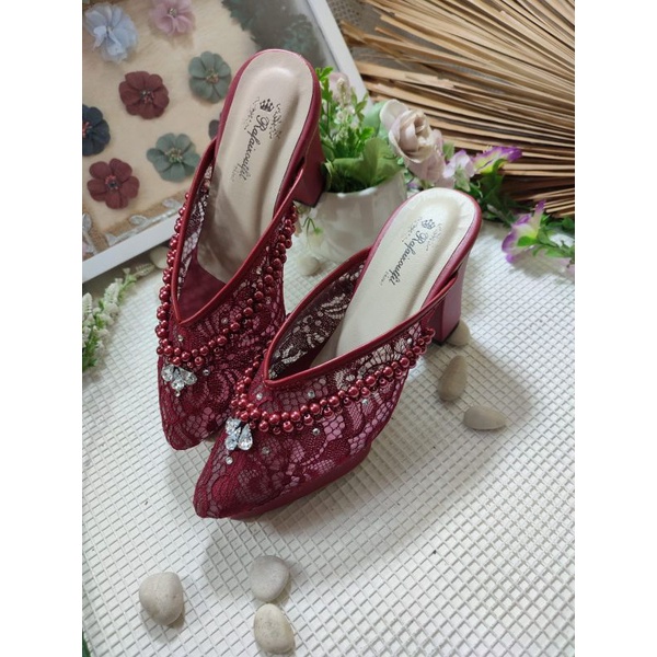 sepatu v mozza merah maroon tinggi 9cm tahu