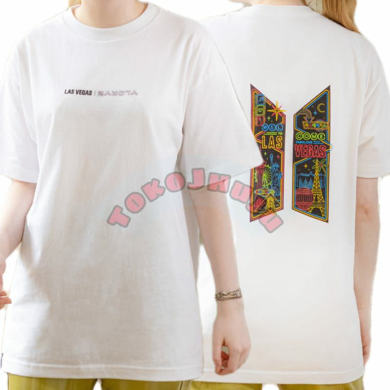 Baju Kaos BTS Permission To Dance THE CITY LAS VEGAS SABLON LOGO BESAR BELAKANG PRINT DTF