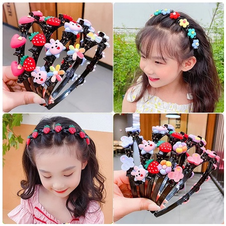 BD0021 Bando Jepit 2in1 Anak Perempuan Karakter Bunga Lucu / Bando Motif Korea Bando Aksesories rambut anak