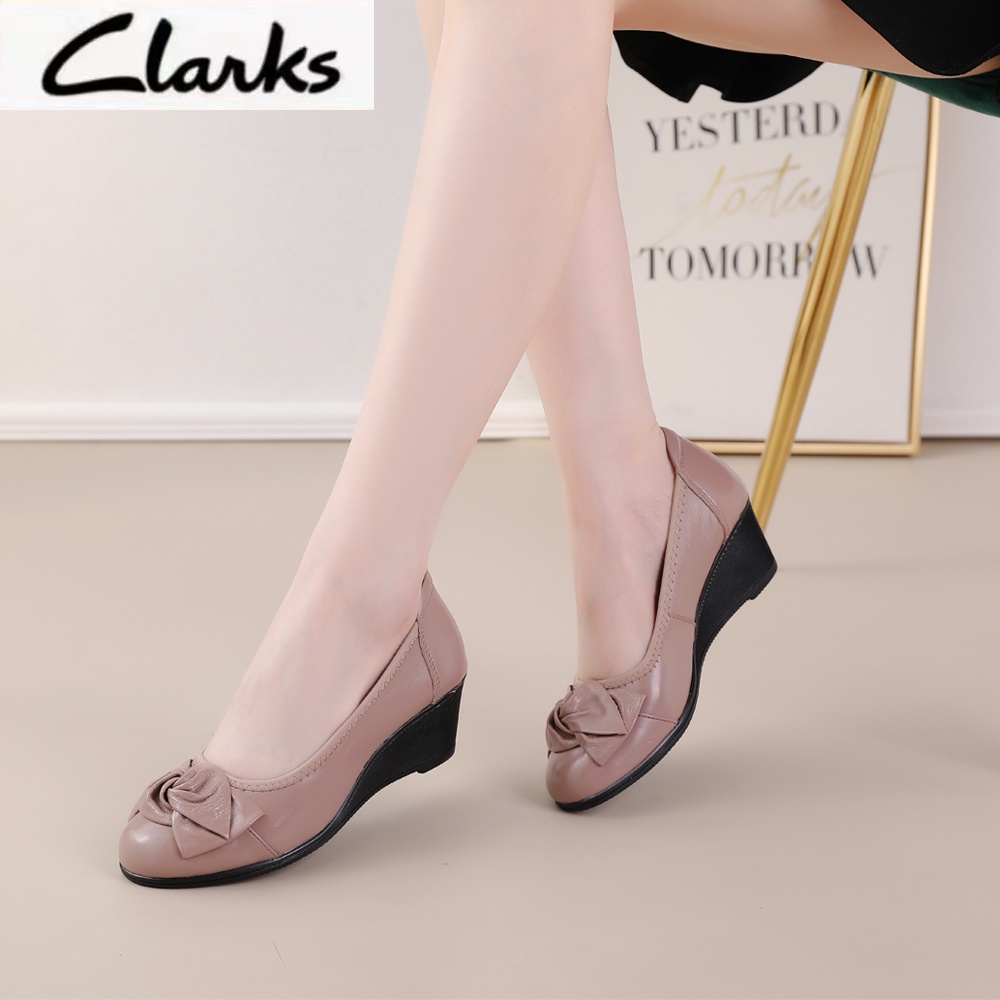 Clarks new pita sepatu woman  / clarks flat wanita  Wanita Clarks melati kulit asli Sepatu/hak tinggi 5cm