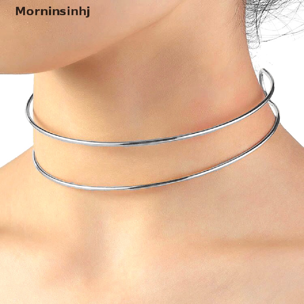 Mornin Kalung Choker Torsi Gaya Punk Sederhana Untuk Wanita Double Metal Line Chokers Dorado Collar Jewelry Gift id