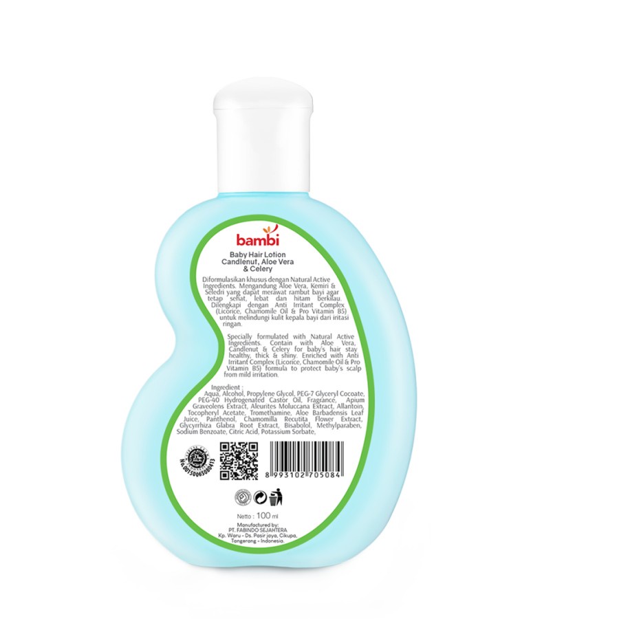 Bambi Baby Hair Lotion With Candlenut, Aloe Vera &amp; Celery 100ml