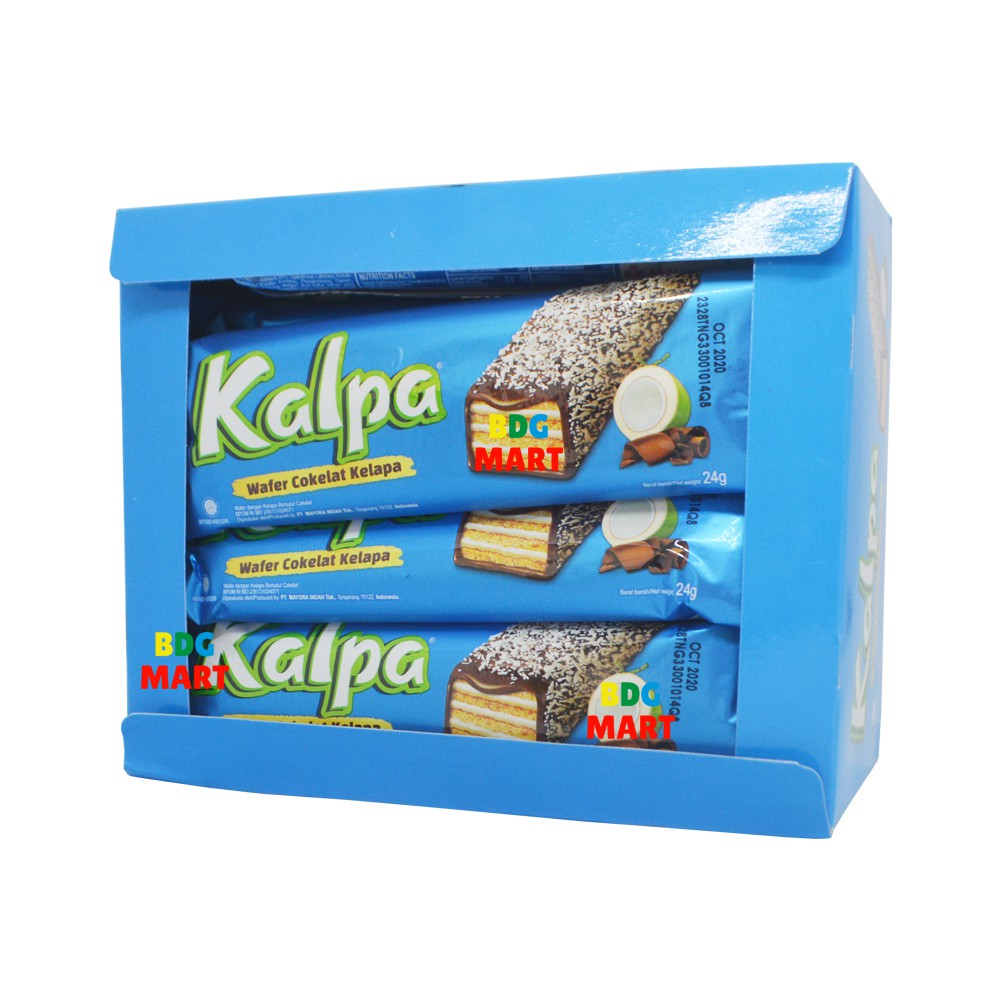 

BOX Kalpa Wafer Coklat Kelapa Produk Mayora Coklat Taburan Kelapa Nikmat - 12pcs x 24gr