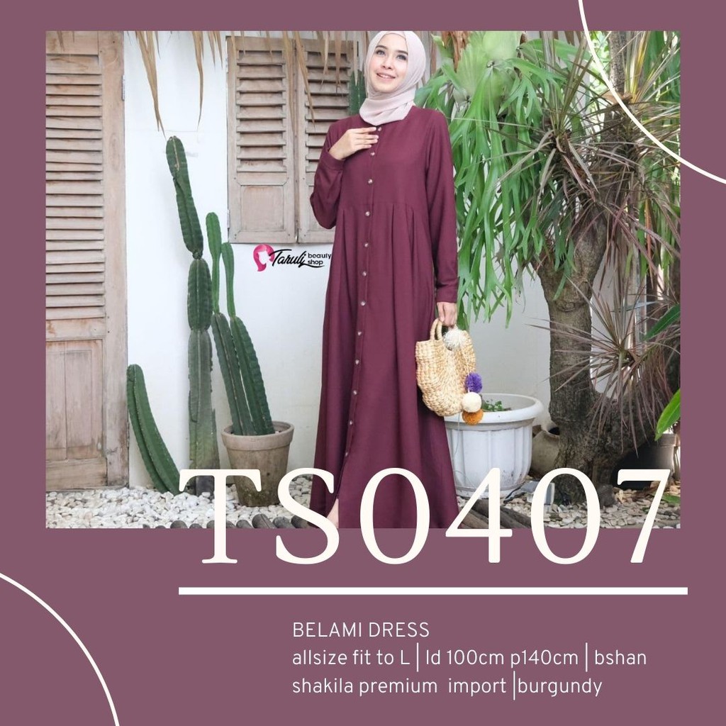 Baju Wanita Premium Belami Dress Fashion Muslimah Dress Bahan Shakila Premium Ts0407 Shopee Indonesia