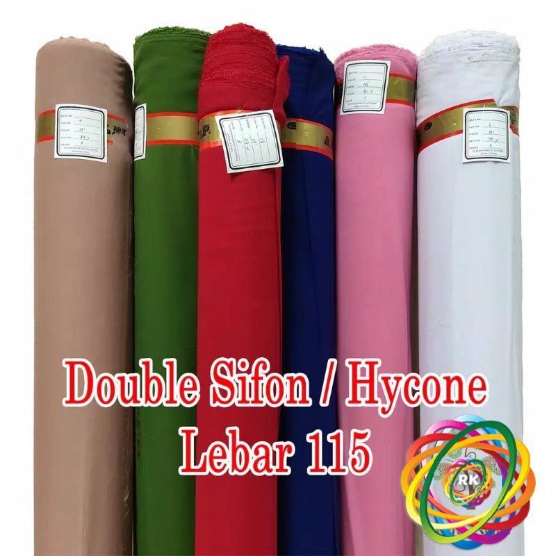 Kain DOUBLE SIFON HYCON 1 Roll ( 50 yard ) / Bahan Kain Hycone Polycotton Untuk Kerudung Bella Squar