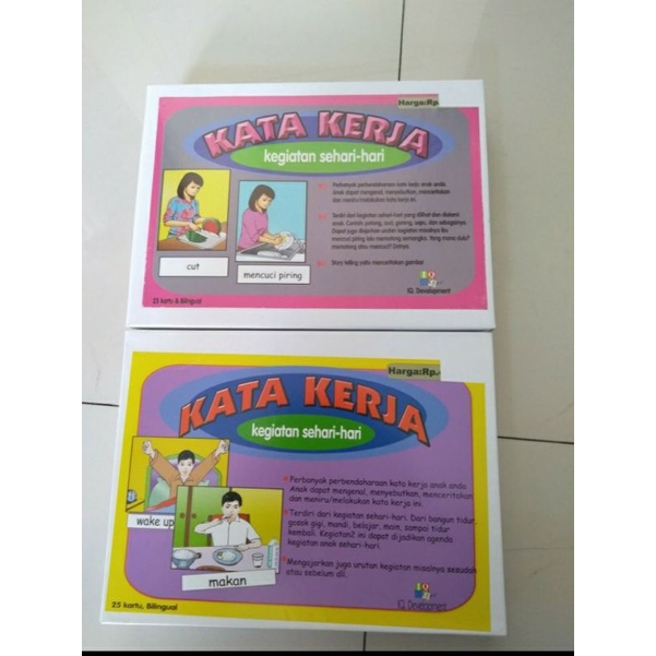 Ge Toys Kartu Kata Kerja Anak dan Kartu Kata Kerja Ibu Set/Alat Bantu Terapi Wicara/Mainan Anak Terlambat Bicara