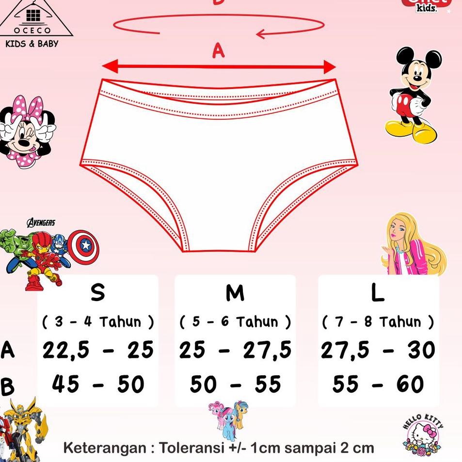 ⚡️ Celana Dalam Anak Perempuan 3 - 8 tahun cd cewek , kolor, sempak, Gambar minnie mouse, little pon