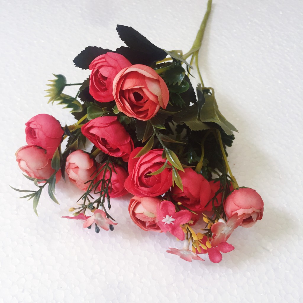 Bunga Plastik Artifisial Sedang Merah