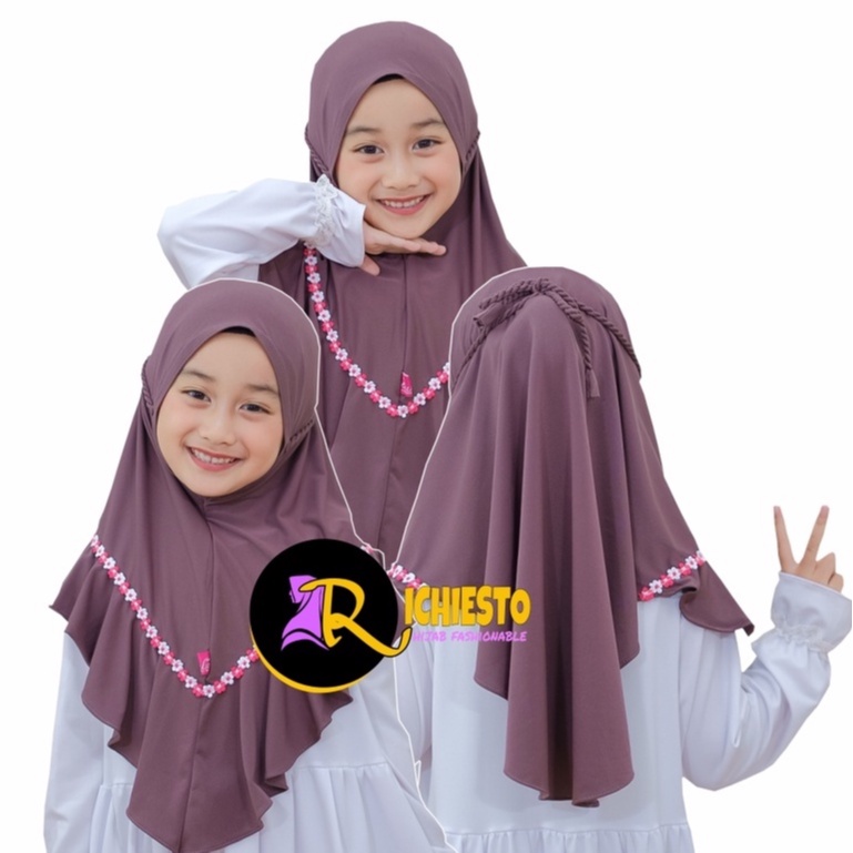 Jilbab Anak Bergo Ropel Flowsi RAISA Tali Kepang Ulir 4-8 Tahun Original / Kerudung Anak Perempuan/ Hijab Anak Perempuan Tali Kepang / jilbab anak perempuan hijab instan ori husna Terlaris / Hijab Anak Pet ROPEL FLOWSI Husna Kids