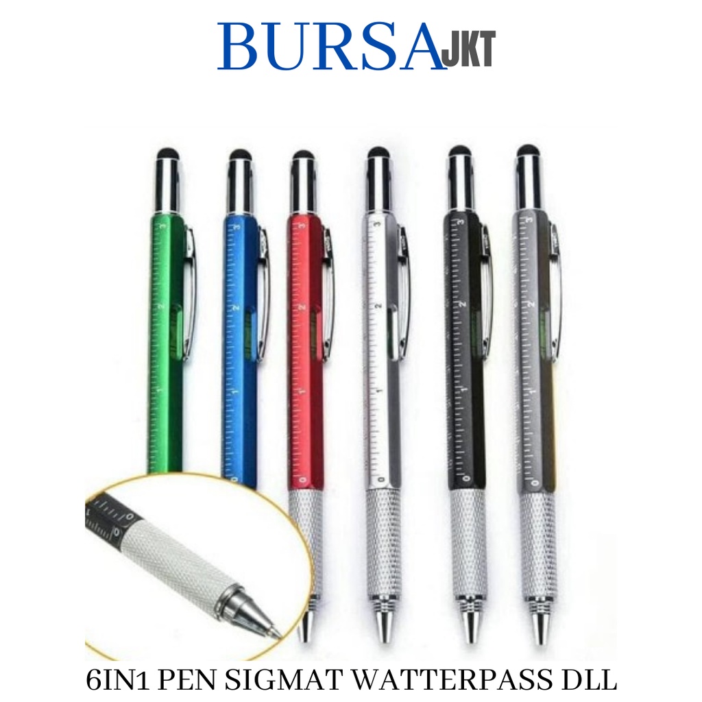 PEN STYLUS SIGMAT WATERPASS PENGGARIS OBENG UNIVERSAL 6IN1