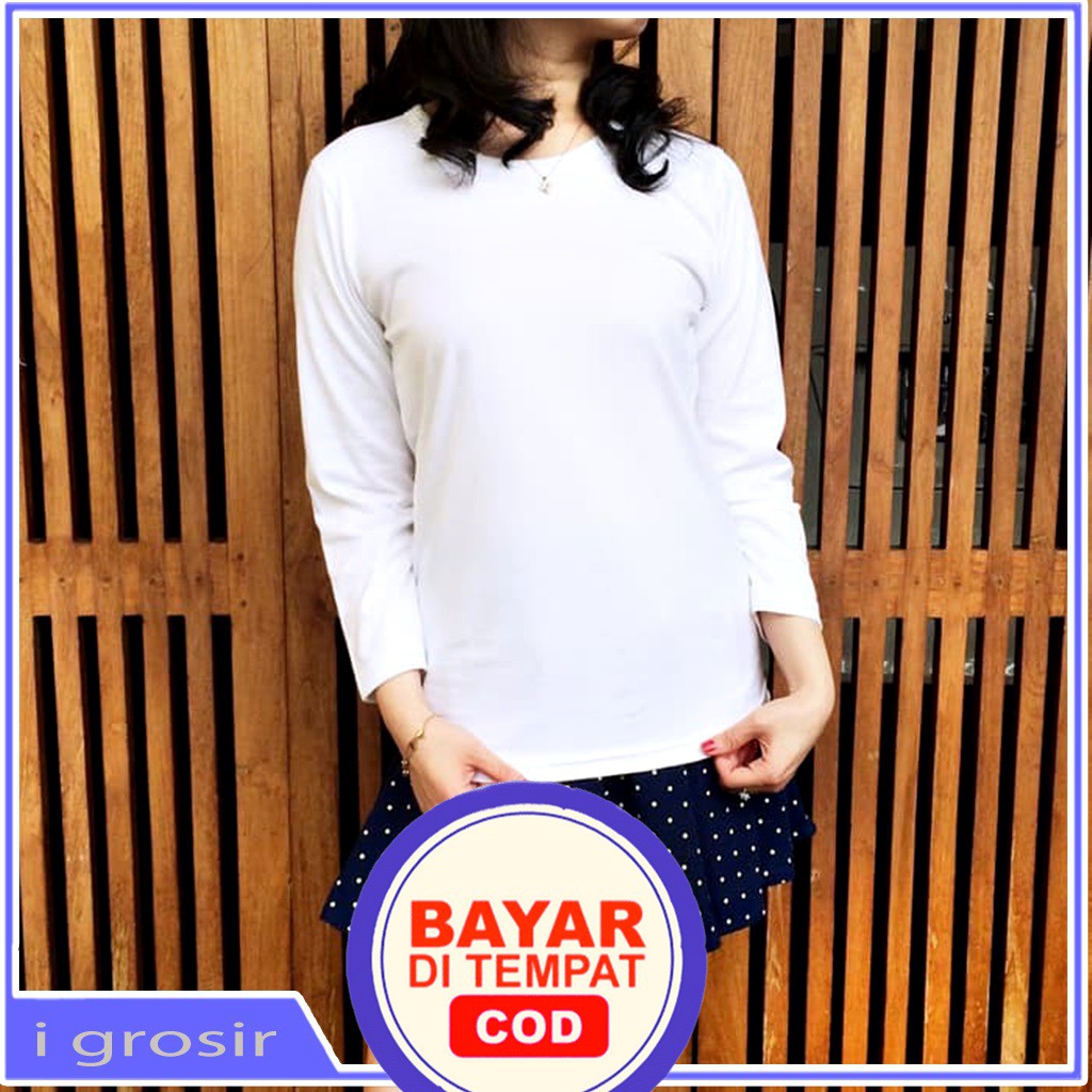GROSIR BAJU KAOS WANITA LENGAN PANJANG MURAH KAOS POLOS WANITA KAOS BASIC WANITA KAOS PUTIH HITAM