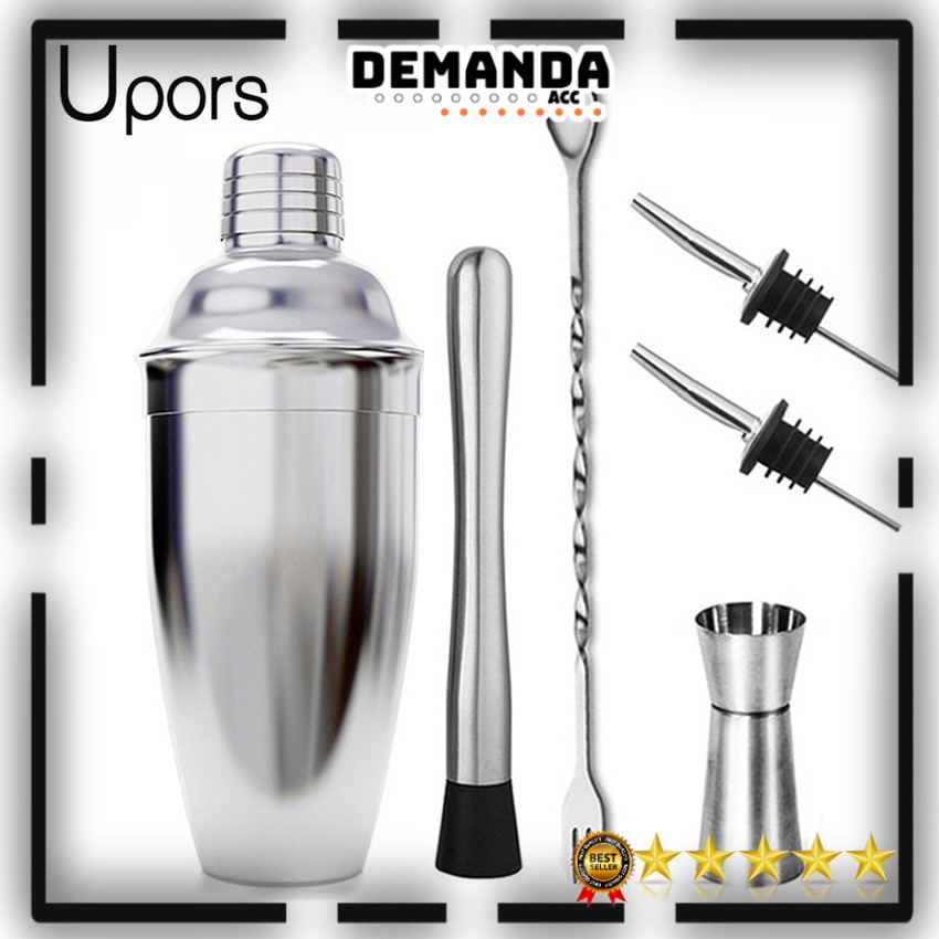 Bartender Drink Bar Set 6 in 1 Cocktail Shaker pengocok minuman Stainless Steel 550ml